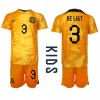 Nederländerna Matthijs de Ligt #3 Hemmaställ Barn VM 2022 Korta ärmar (+ Korta byxor)